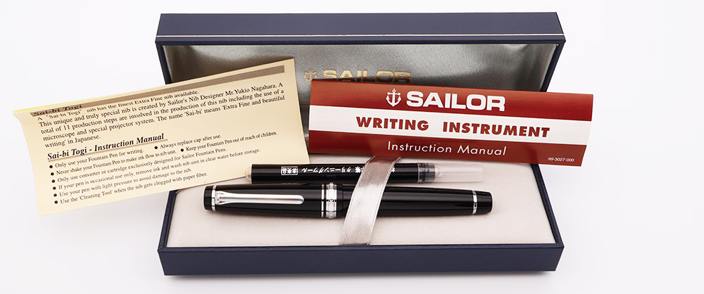 Sailor Pro Gear 21k Fountain Pen - Black w Rhodium Trim, Saibi Togi  Naganata 21k SEF Nib (Near Mint in Box)